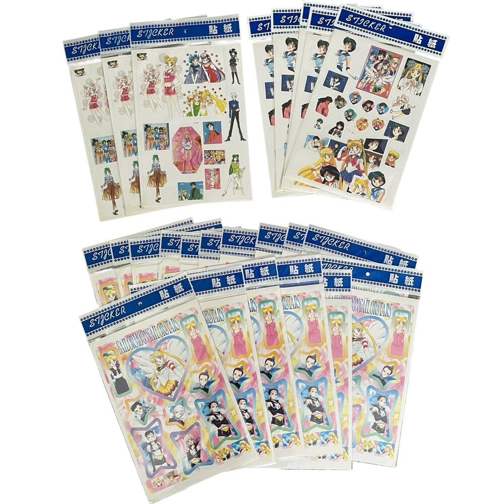 LOT Vintage Sailor Moon Sticker Sheets Decals Venus Neptune Mars C-31 C-41 C-49